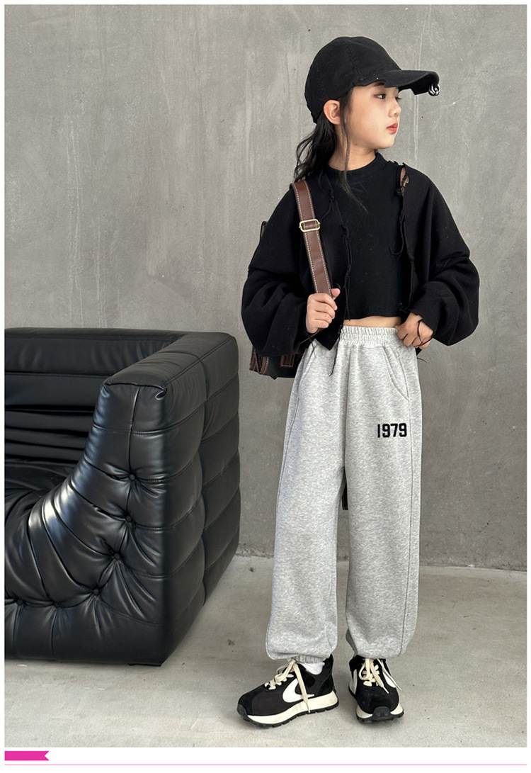 冬季女童加绒裤子外穿秋冬2023新款儿童加厚卫裤大童冬季奥利绒运详情9