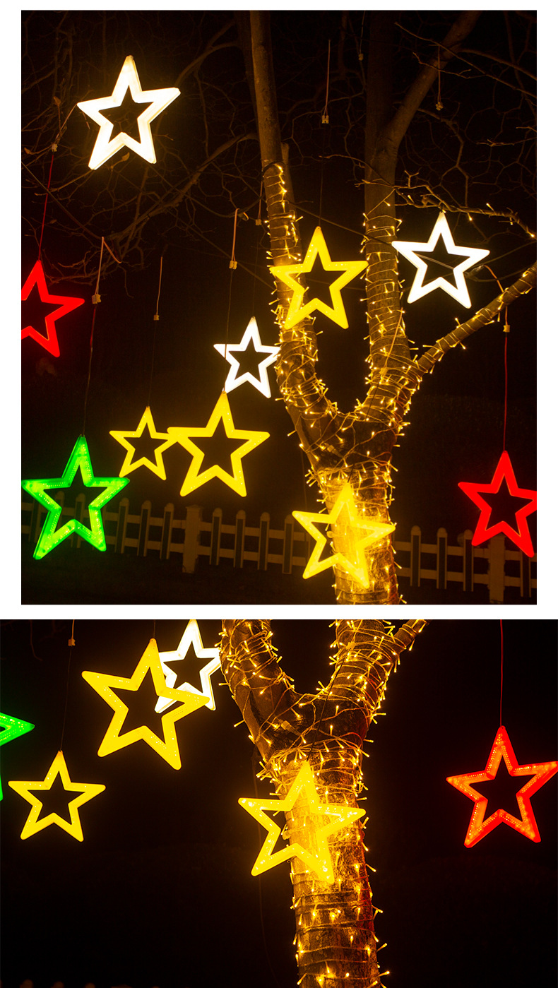 New atmosphere hanging tree lights, five-pointed star pendants, starry sky garden lights, outdoor waterproof light strings, Christmas decorative lights pic 8