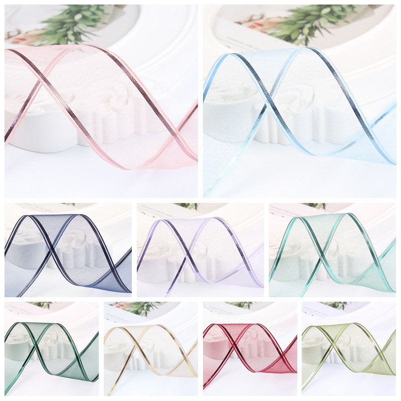 Dingxin Ribbon Wholesale, double-sided bright silk striped snow gauze ribbons, diy handmade hair accessories, bouquets, gift boxes, packaging ribbons pic 6