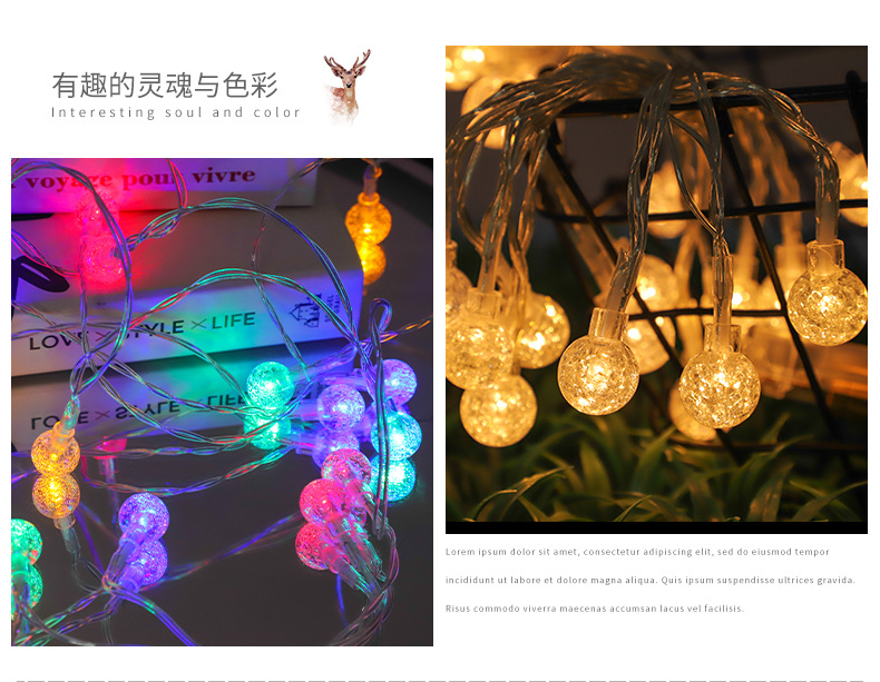 Small white ball light string, outdoor camping tent canopy decoration, bubble ball light string, Christmas festival led bulb light string pic 2