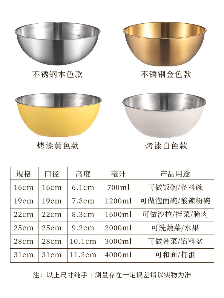 304不锈钢韩式料理盆家用刻度盆加厚搅拌和面盆打蛋盆沙拉烘焙碗详情14