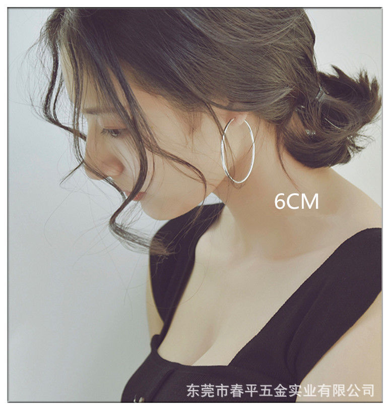 跨境不锈钢经典耳环欧美时尚夸张大耳环钛钢圆形圆圈耳扣线圈耳环详情17
