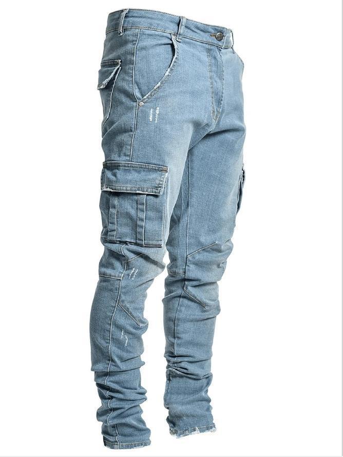 2022 New style of cross-border jeans for men with side pockets and small feet from Europe and America in stock pic 6