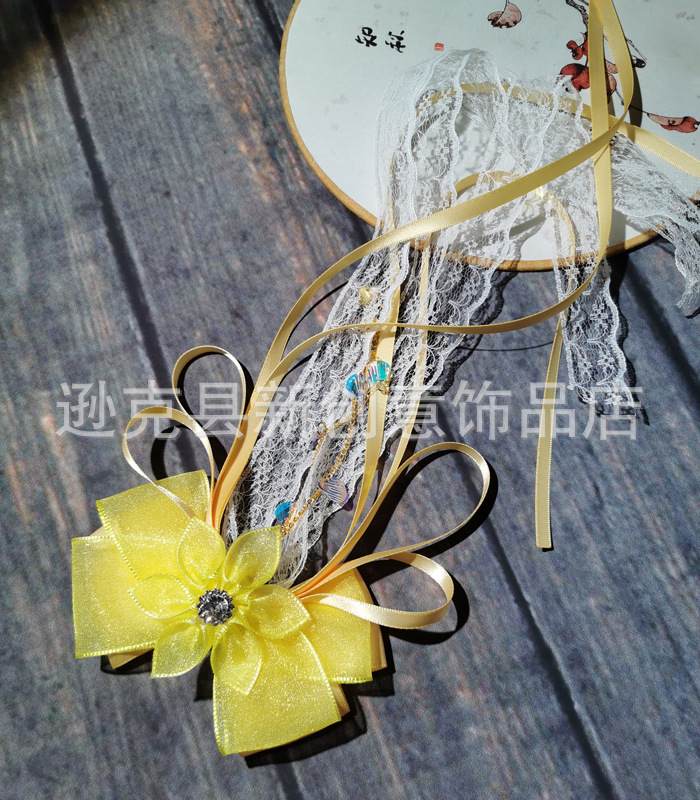 National trend series Hanfu flower headwear, fairy bow, fairy boy ancient-style ribbon hair accessory, princess hair flower, Chinese-style hair clip pic 8