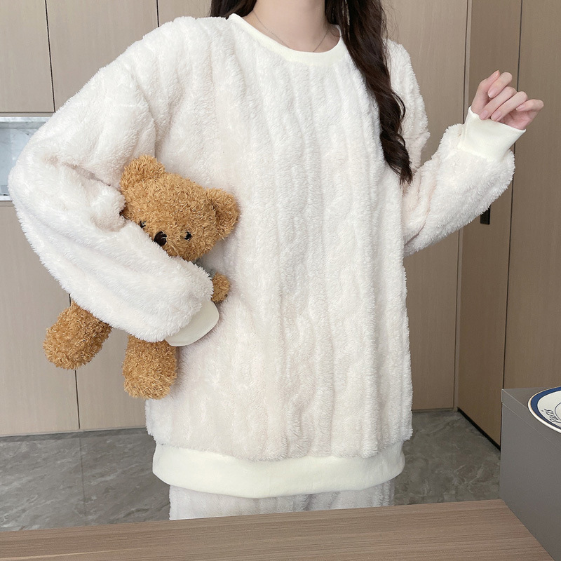 睡衣女珊瑚绒秋冬季学生加厚加绒法兰绒保暖甜美冬季天家居服套装详情16