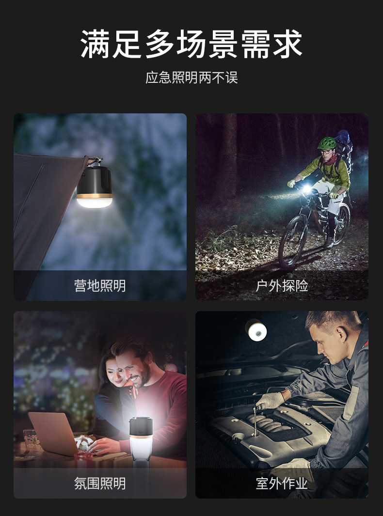 Cross-border new outdoor multi-functional charging camping light, camp light, high-brightness tent light, camping LED light, emergency pic 5
