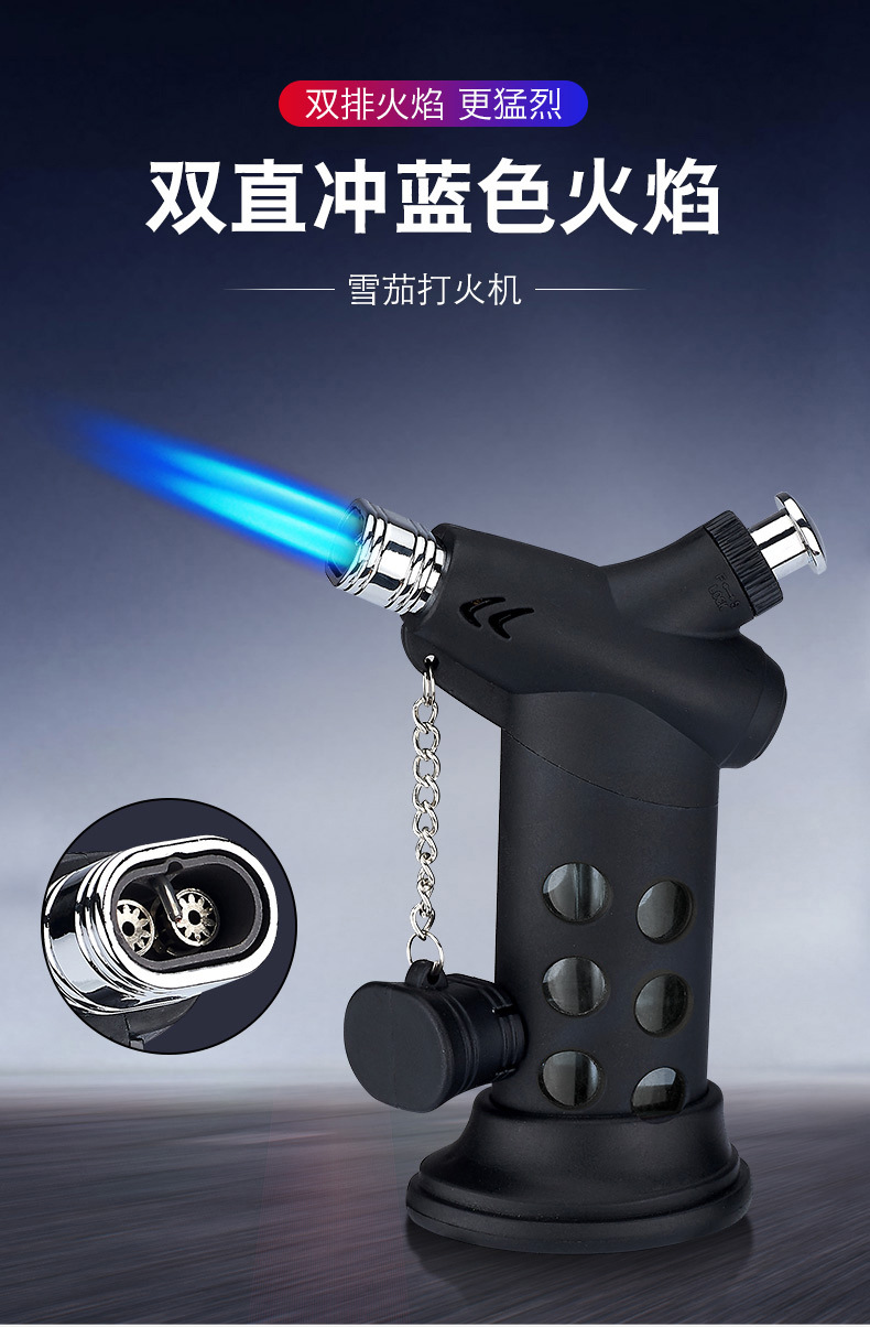 High-temperature double direct impact igniter, ceramic core, inflatable metal welding torch, igniter, barbecue cigar pic 1