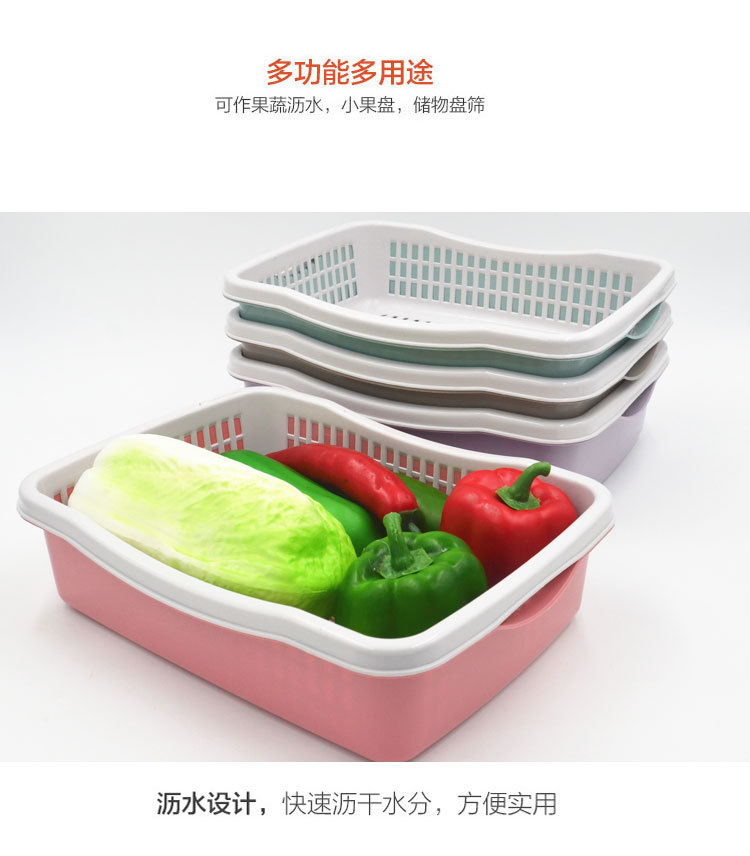 Kitchen draining basket, double-layer plastic fruit basket, two-piece set, thickened fruit and vegetable draining basket, fruit and vegetable basket manufacturer wholesale pic 4