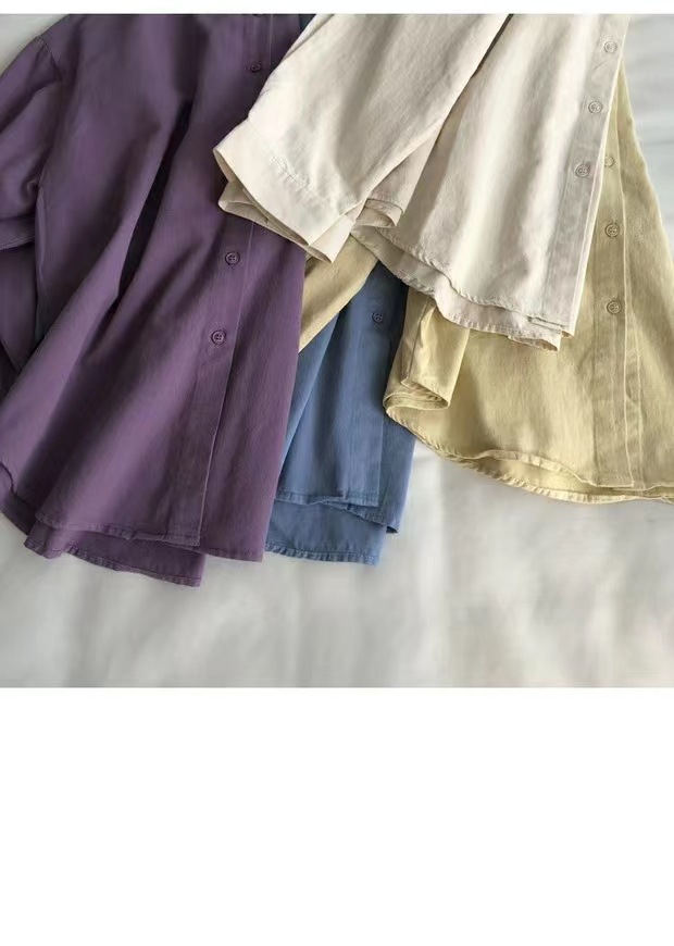 Super comfortable! Pure white washed cotton long-sleeved shirt, a versatile casual jacket for women in spring, cardigan, loose top pic 13