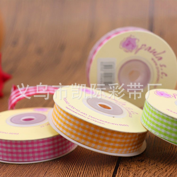 Wholesale of checkered fabric tape, printed with gold and silver foil stamping, baking packaging ribbons, clothing accessories and webbing manufacturers pic 10