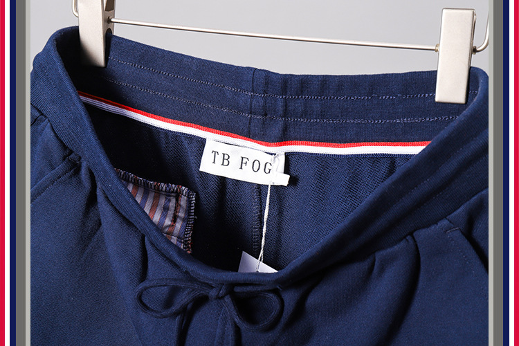 TB teñido teñido cuatro barras rayas moda hombre verano moda pantalones de algodón moda marca pantalones medios pantalones deportivos pantalones casuales hombres pic 79