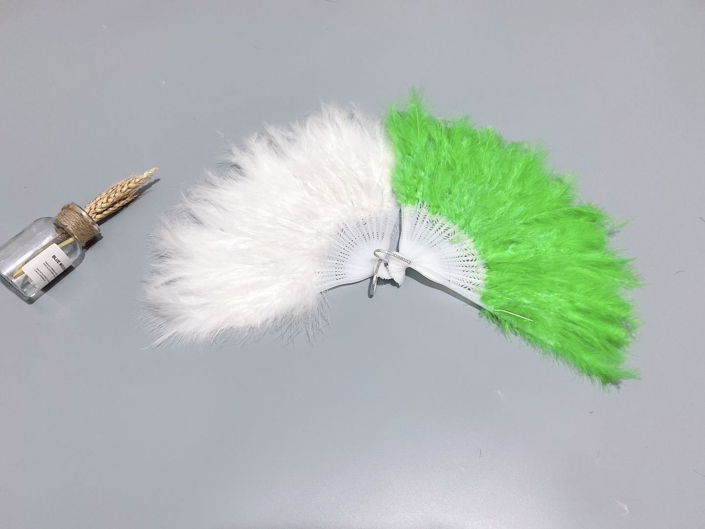 Halloween dance party Peacock feather fan, dance performance props, colorful feather folding fan, Turkey feather colorful fan pic 30