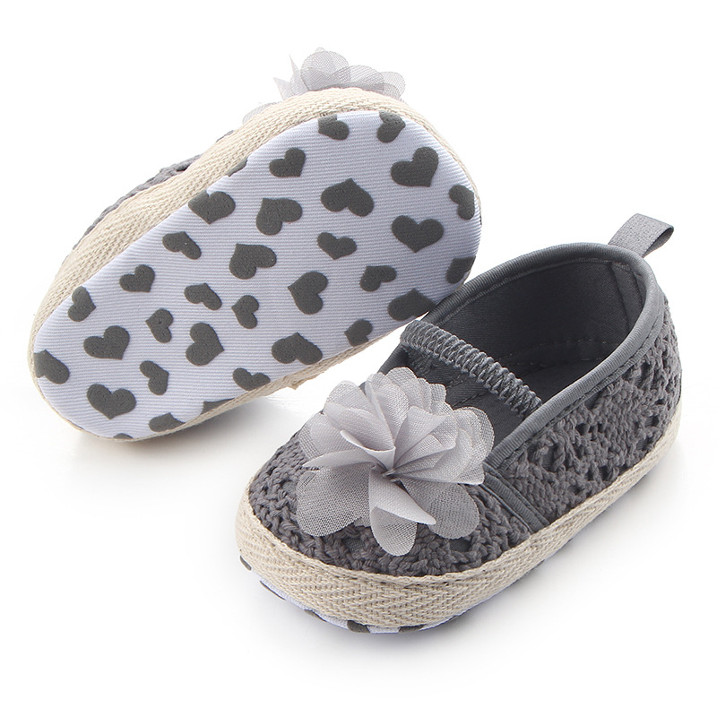 婴儿鞋批发 春秋季新款 镂空麻布花朵软底松紧带宝宝鞋 D0716详情28