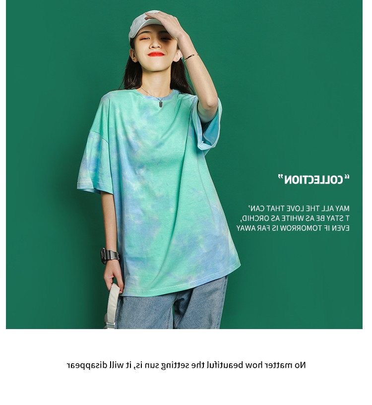 In-stock 2021 summer ins tie-dyed loose and trendy short-sleeved T-shirt for women and couples, a versatile and casual half-sleeved top pic 7