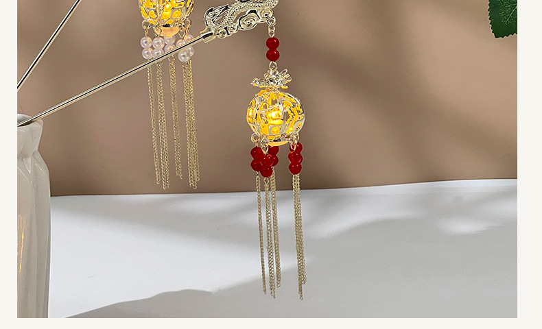 古风发簪流苏发光龙灯笼簪子挽发宫廷仙气头饰日常气质百搭发饰品详情16