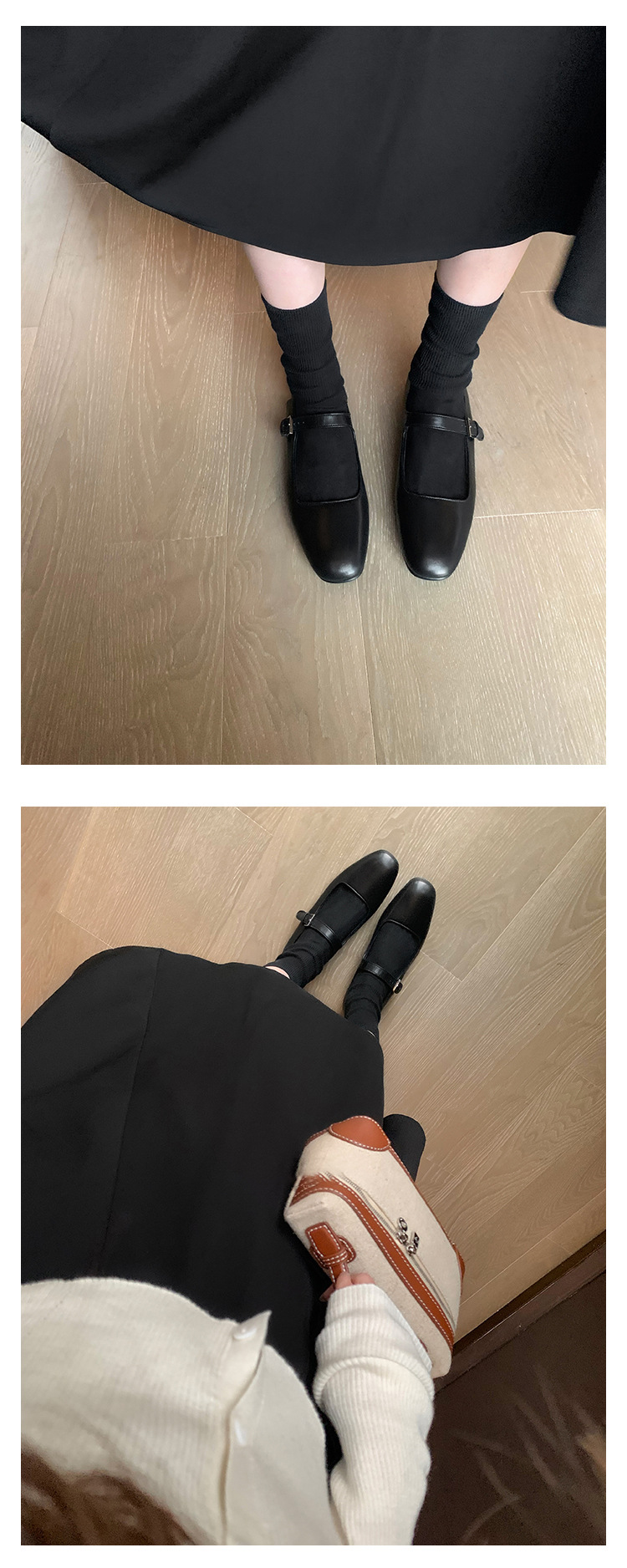 高级感羊皮软底真皮玛丽珍单鞋女鞋一字扣带浅口平底鞋小皮鞋剽鞋详情4