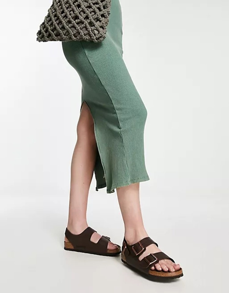 BK全牛皮勃肯鞋真皮软木凉鞋复古男女款厚底双排扣棕色大码博肯鞋详情1