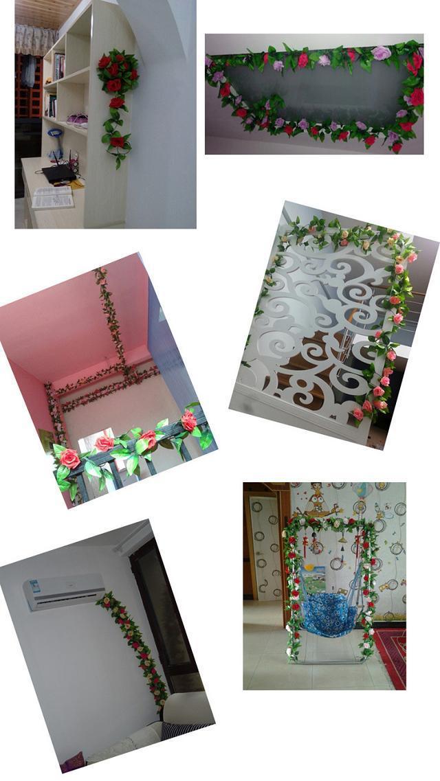 High-end artificial flowers, artificial roses, Korean rose artificial flowers, decorative vines, wedding decoration artificial rose vines pic 18