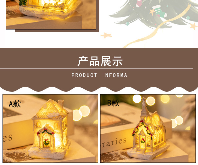 Christmas decorations, Christmas resin small houses, LED illuminated houses, Christmas micro-landscape ornaments, Christmas gifts pic 3