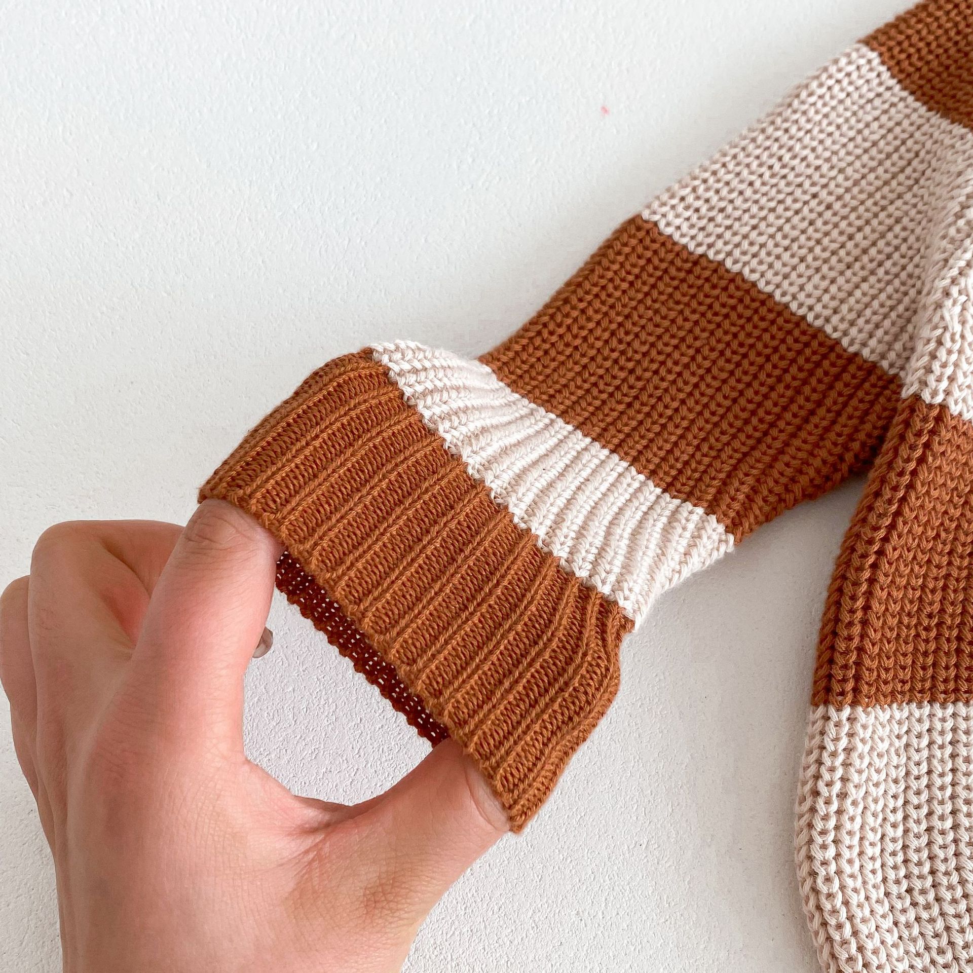 中小童2024秋季新款男女童韩版拼色针织套头上衣半高领内外穿毛衣详情12