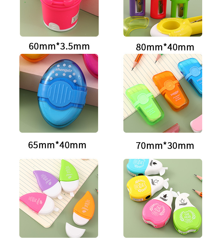 A creative student stationery product that combines a pencil sharpener and an eraser. It features a cute and colorful design with a double-ended clean and less flaky eraser pic 8