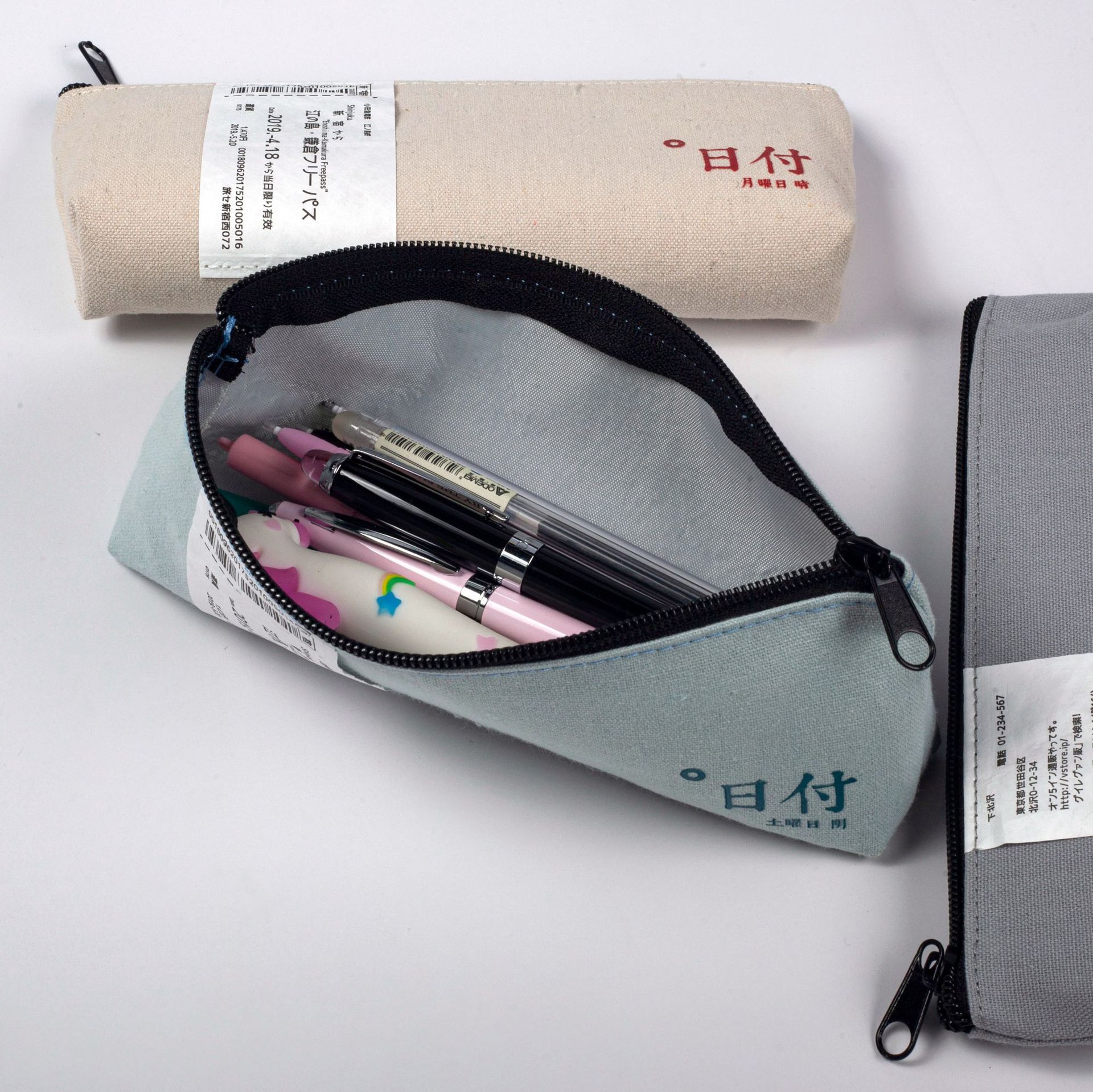 日式大容量笔袋 pencil case 简约文具袋 韩版帆布铅笔袋定制logo详情20