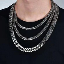 Titanium steel square snake chain necklace for men, with a light luxury and niche feel. Square snake bone chain for men, collarbone chain for women, fashionable pic 16