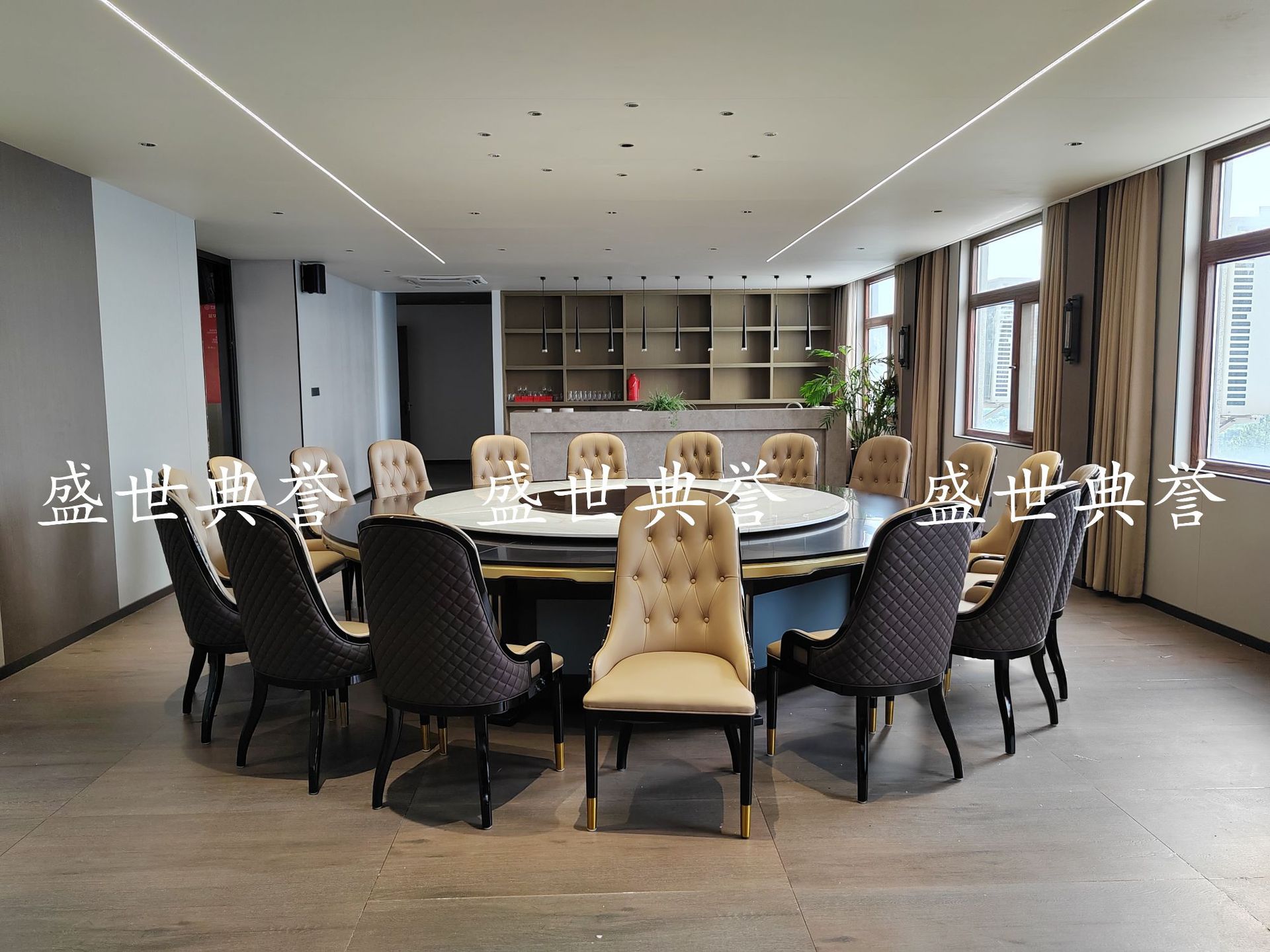 Solid wood dining tables and chairs for Changsha International Hotel, light luxury dining chairs for seafood restaurant private rooms, and white wax wood chairs for company clubs pic 10