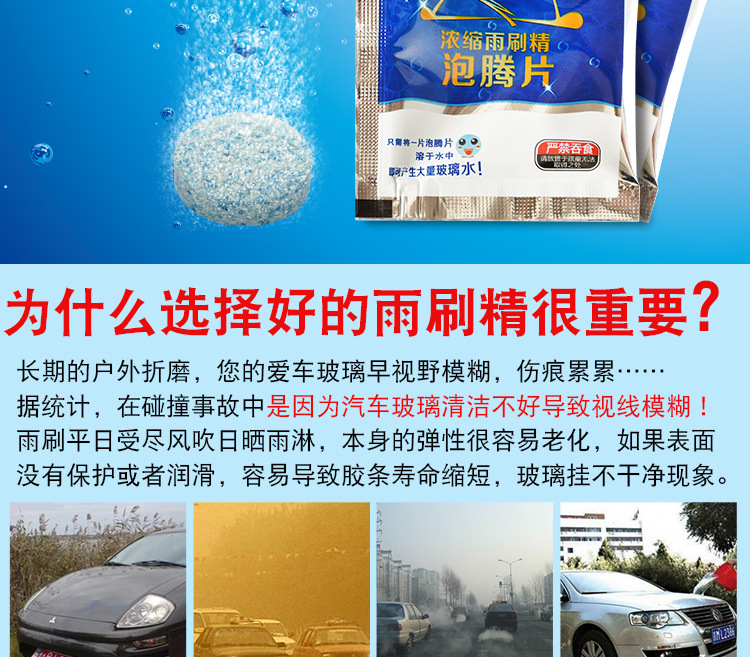 厂家固体雨刮精汽车玻璃水汽车浓缩雨刷精车内剂清洗剂清洁泡腾片详情2