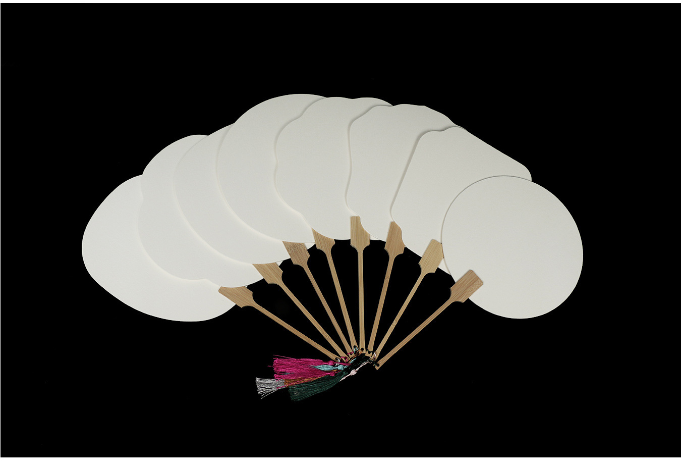 生宣团扇双面加厚宣纸空白卡纸扇手绘国画书法diy长柄扇子批发详情8