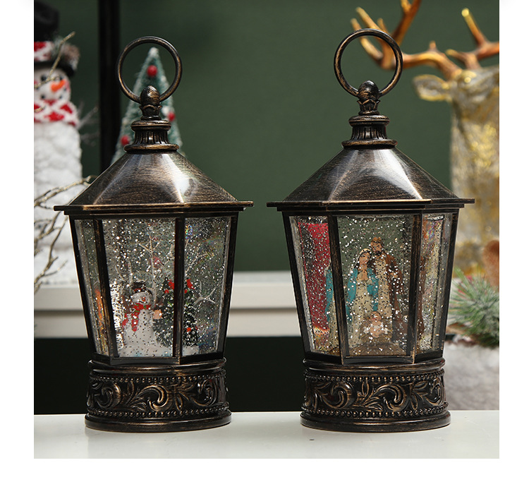 Christmas hexagonal wind lantern decorations, scene arrangement, Santa Claus, snowman, store and shop decoration, birthday gifts pic 9