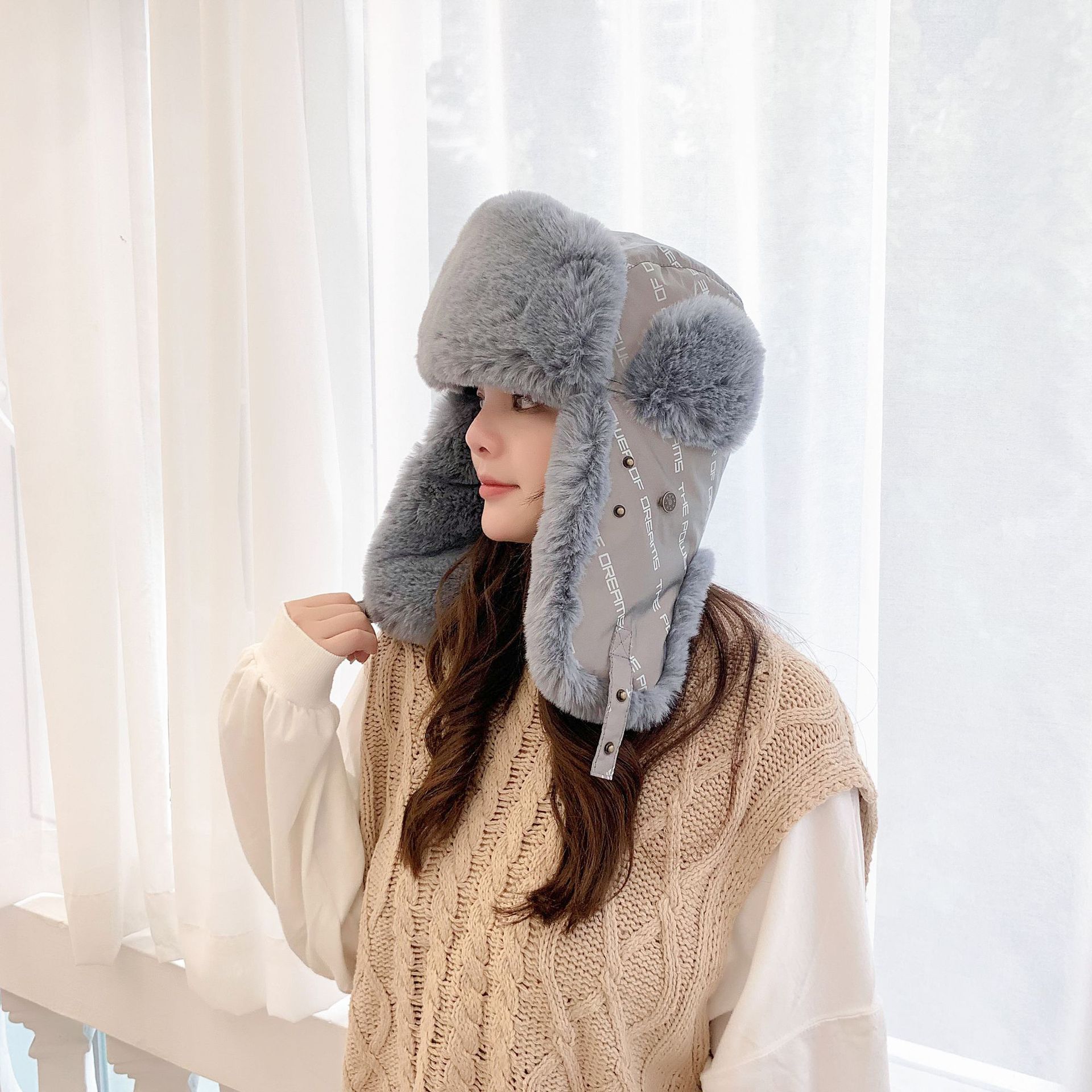 跨境反光雷锋帽带口罩骑车防风男护耳脖东北滑雪冬季帽子女保暖帽详情9