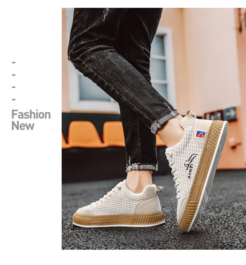 男鞋秋季2023新款灯芯绒平板鞋百搭一脚蹬高档帆布鞋软底运动潮鞋详情12