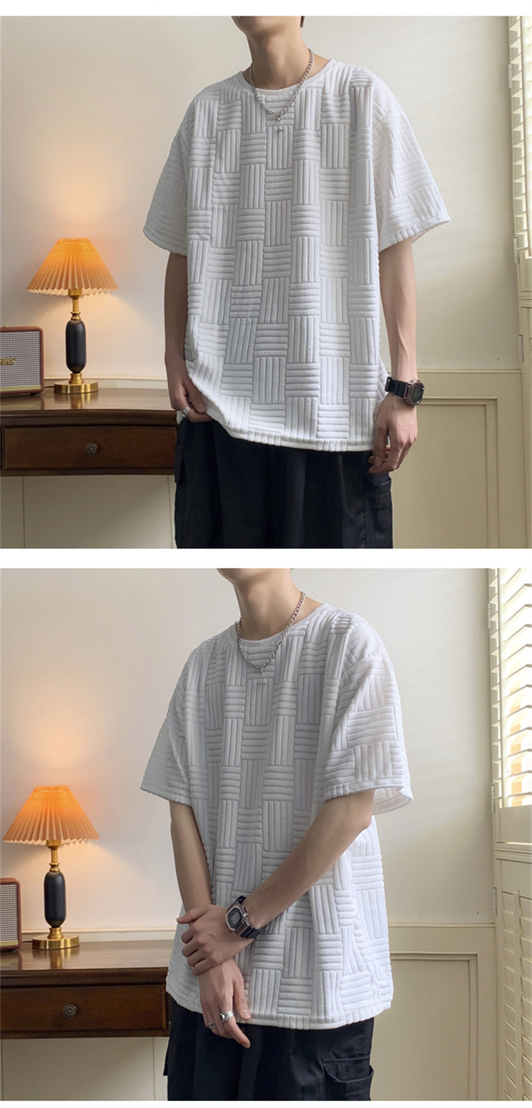 Summer short-sleeved T-shirt for men, Korean style loose and trendy, bf versatile, Hong Kong-style student simple round-neck five-quarter sleeve T-shirt pic 7
