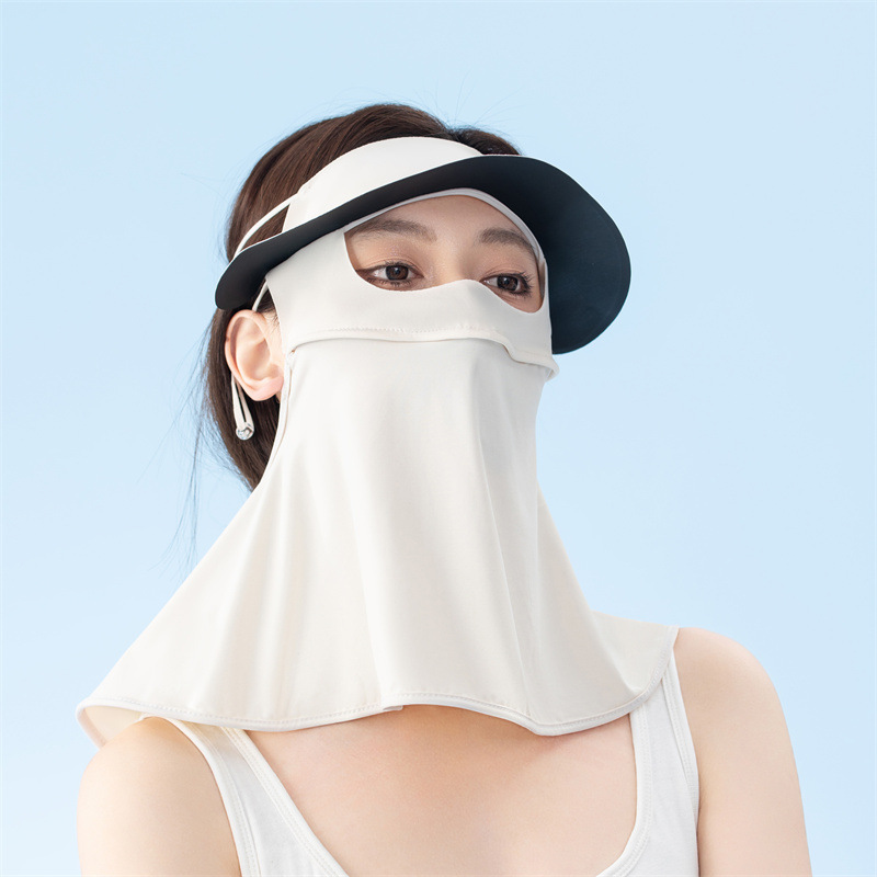 黑胶长款面罩全脸遮阳防晒口罩太阳帽子夏季骑行护颈冰丝面罩批发详情6