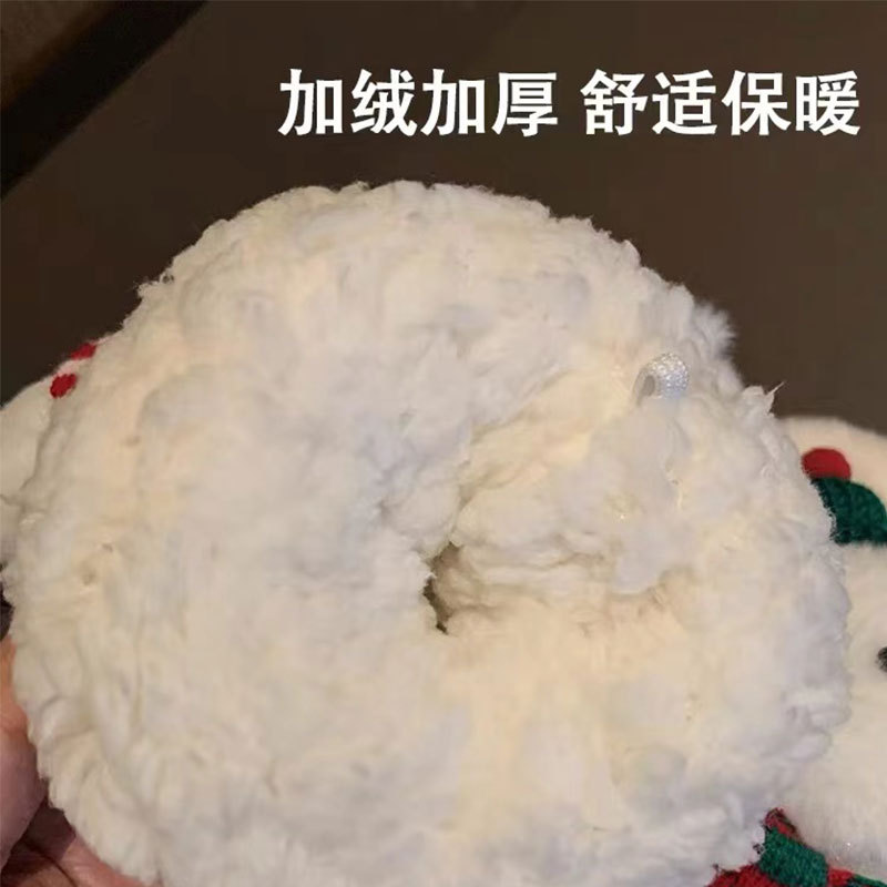 圣诞狗毛绒手套ins原宿风小众女高颜值保暖防寒加厚挂脖手套详情8