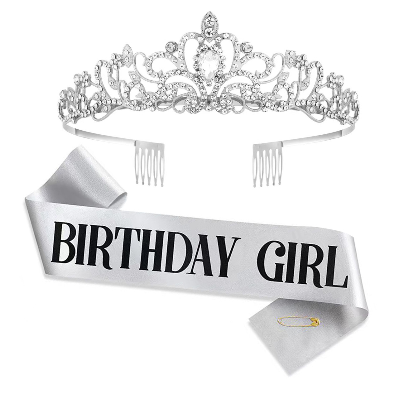 新款生日聚会皇冠肩带 女皇丝带套装女孩女王派对发饰 头饰现货详情7