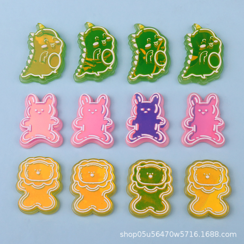 Wholesale of acrylic colorful and cute little animal pieces, handcrafted keychains, hair accessory materials pic 5
