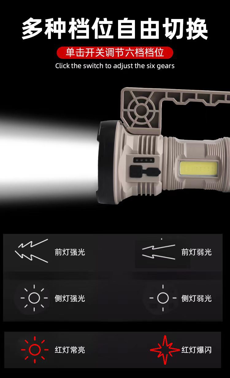 WH-6688多功能手提灯双光源高亮度可拆卸手柄露营家用应急巡逻详情6