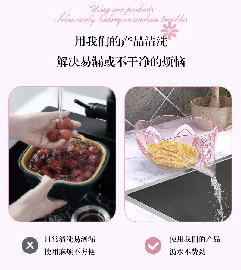 多功能沥水篮沥水盆厨房家用洗菜淘米滤水果盘创意沥水篮详情3
