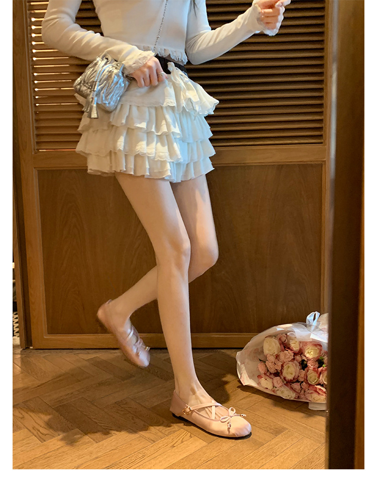 羊皮版~葡萄妈同款少女蝴蝶结交叉带芭蕾舞鞋平底玛丽珍鞋女单鞋详情30
