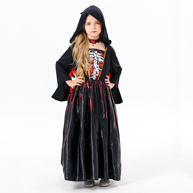 万圣节儿童新款cos女巫骷髅服跨境cosplay服装的衣服女孩公主裙详情14