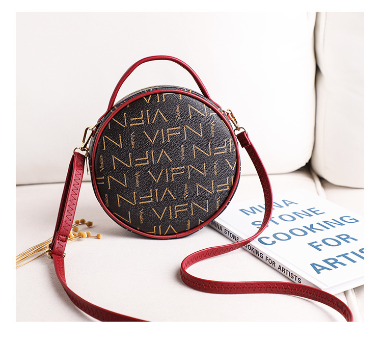 The 2021 new letter-printed double-layer single-shoulder small round bag for women is a fashionable and casual mobile phone bag with an upgraded version pic 24