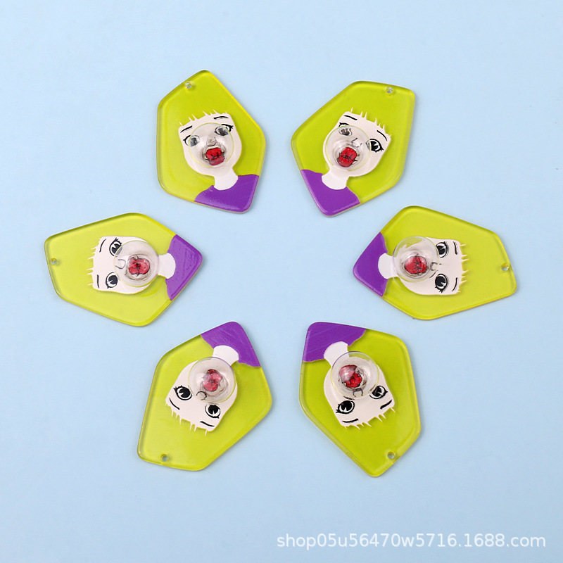 Cartoon fashion bubble-blowing girl semi-transparent acrylic sheet diy handmade patch jewelry earring accessory materials pic 4