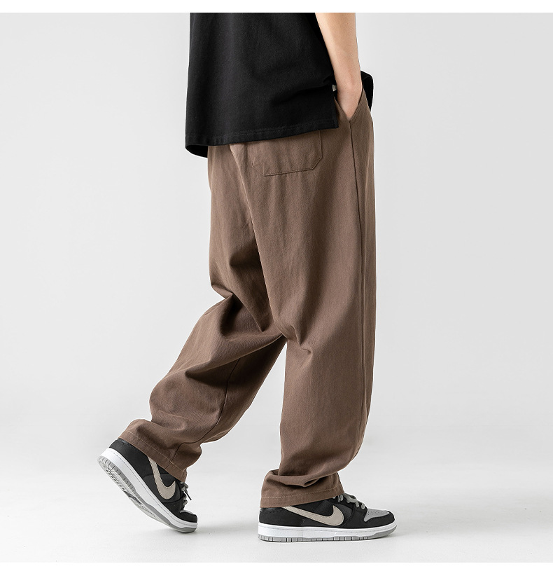 Japanese-style pure cotton casual pants for men in spring 2024, featuring a retro double pleated design and versatile long pants for men pic 28