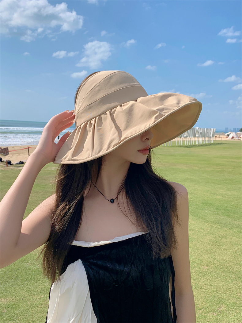 遮阳帽子女士夏季大沿防晒空顶帽户外可折叠运动防紫外线渔夫帽潮详情13