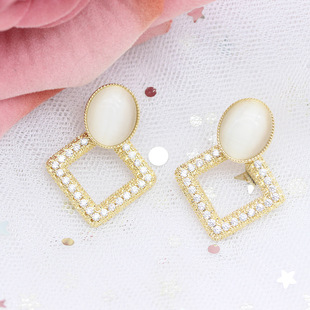 韩国东大门耳环925银针一件代发耳饰新款创意款C型锆石圆圈耳钉女详情1