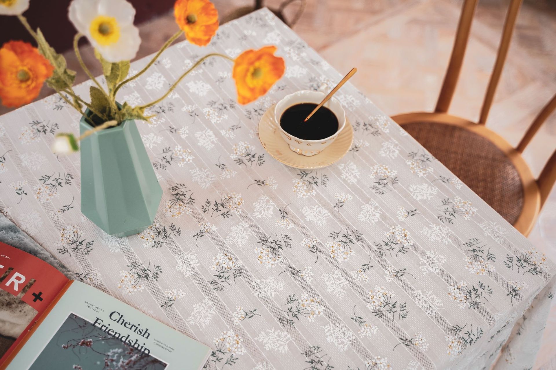 Fresh and clean cross-border tablecloth ins lilac flower fragments garden cotton and linen tablecloth fabric American decoration Amazon picnic cloth pic 29