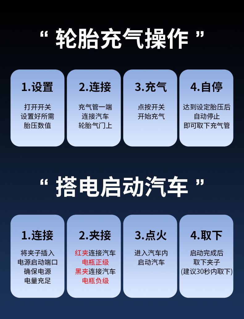 车载应急启动电源车载充气泵汽车数显大功率充电宝应急电源汽车搭电器车载打气机户外应急充气泵详情20