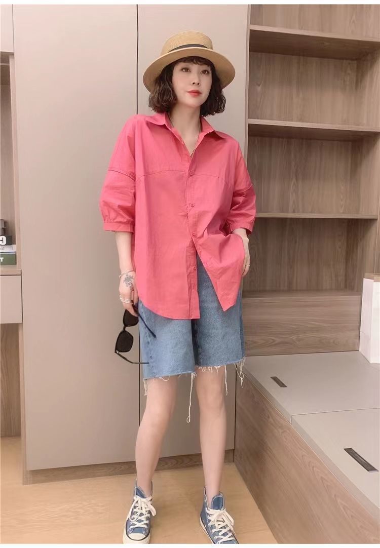【仿棉】2022夏季后背镂空衬衫女士设计感时尚休闲洋气感上衣详情4